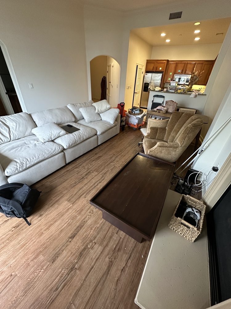 Residential living room prepared for furniture moving service